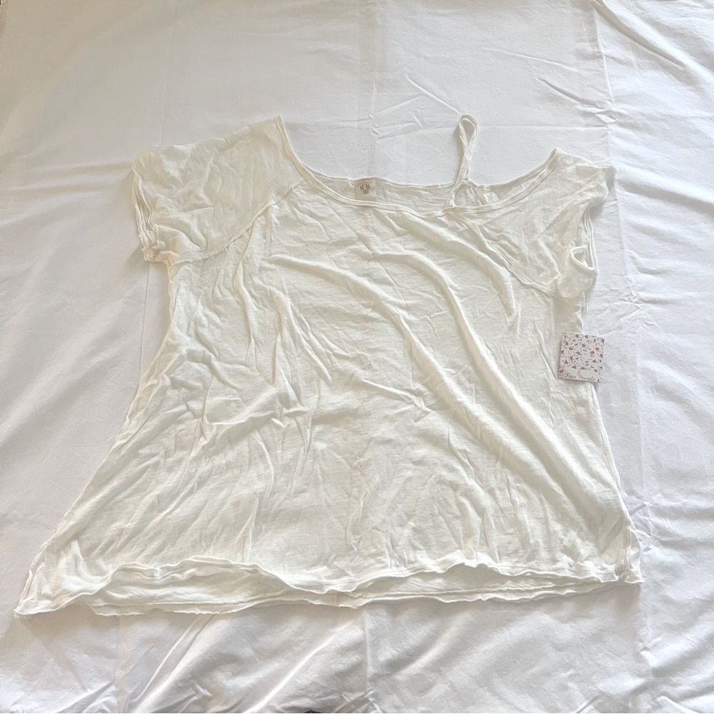 Free People white shoulder strap tee